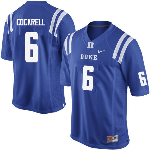 Men #6 Ross Cockrell Duke Blue Devils College Football Jerseys Sale-Blue